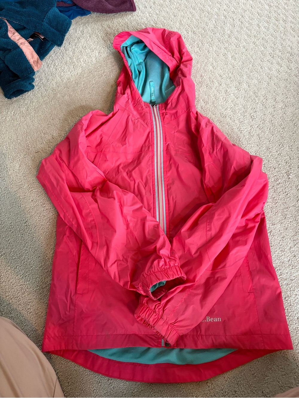 L.L. Bean Pink Jacket with Teal Interior